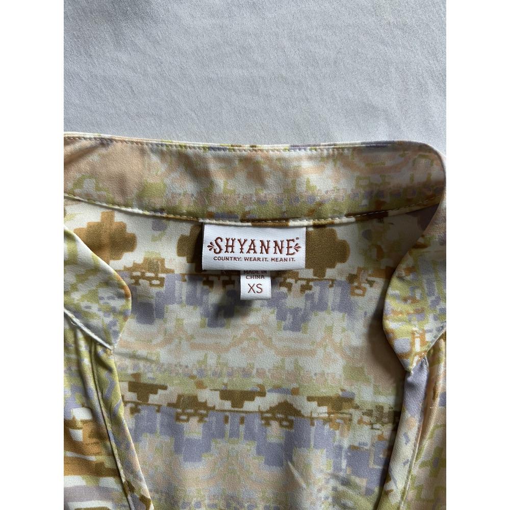 Shyanne Watercolor Southwestern Chiffon Maxi Dress Womens Size XS Tan Cowgirl - Picture 4 of 9